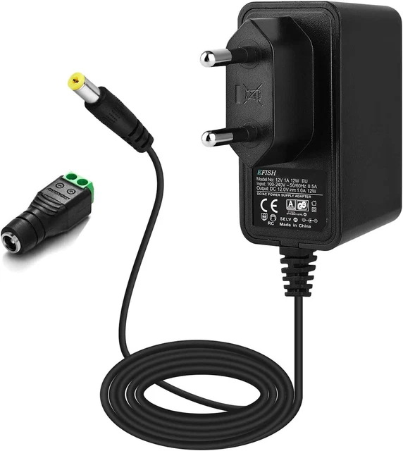 12V 1A 12W Adaptateur alimentation Transformateur 12V CCTV Camera PC Ordi camera