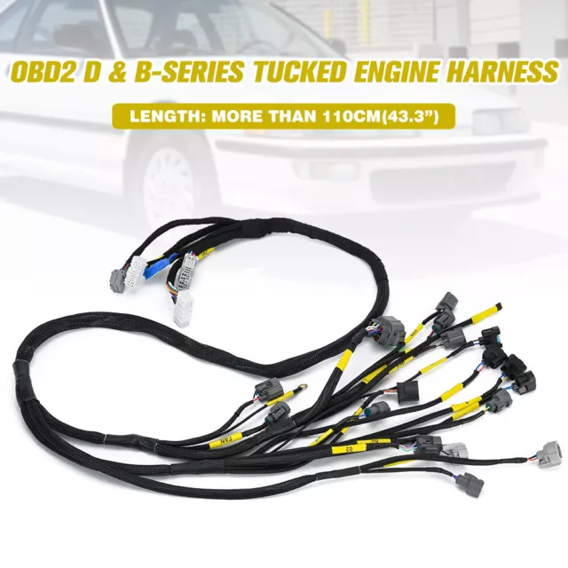 OBD2 D & B-series Tucked Engine Wire Harness For 92-00 Civic Integra B16 B18 D16