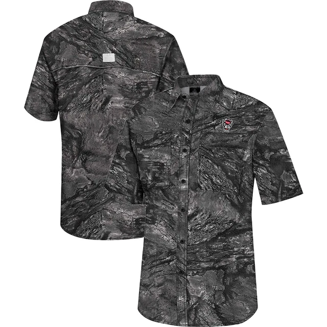 Men's Colosseum  Charcoal NC State Wolfpack Realtree Aspect Charter Full-Button
