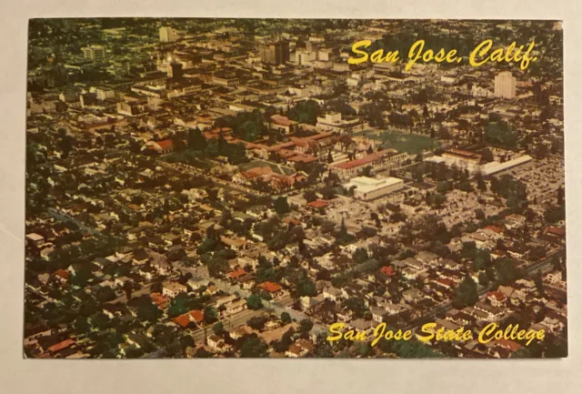 Vintage Mid Century Postcard, Aerial View San Jose, CA, San Jose State College