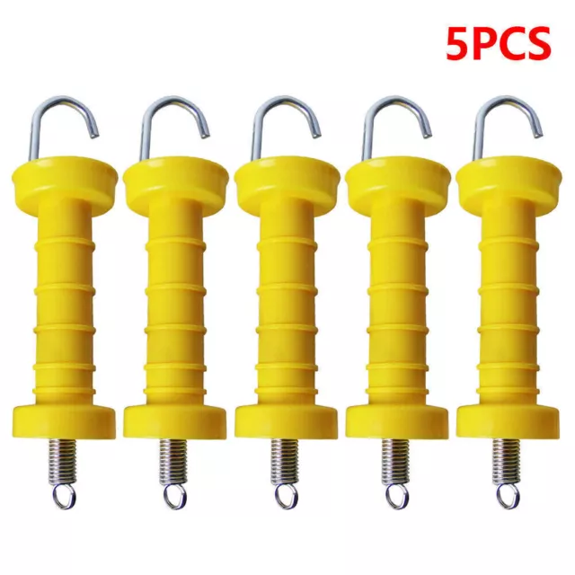 5X Thunderbird Electric Fence Farm Gate Handles with Spring Aussie Made Yellow