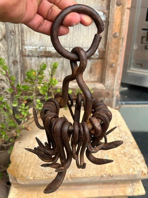 1800's Ancient Old Iron Hand Forged  Agricultural Well Bucket Pulling Hooks