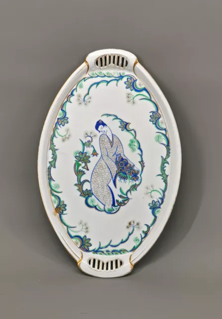 8840144 Bandeja Art Nouveau / Art Déco pintura manual geisha alrededor de 1930 38x24cm