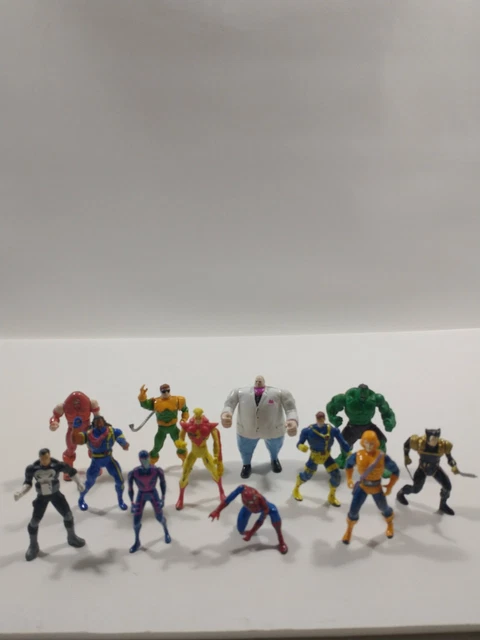 Marvel Die Cast Metal Mini Figures - LOT OF 12 - Vintage X-Men Spiderman ToyBiz