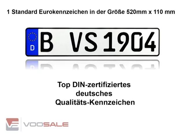 1 Kfz Kennzeichen  520x110mm  Nummernschild  Autokennzeichen mit DHL-Versand 2