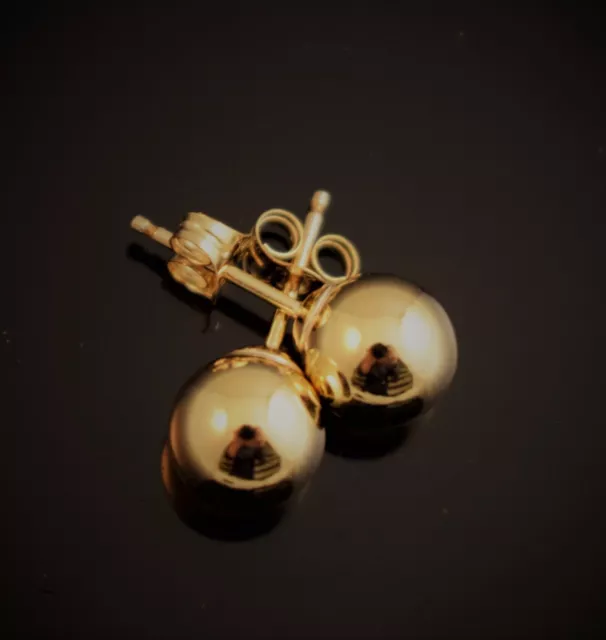 14k Gold Filled (1/20 of 14k Gold) Ball Stud Earrings. 7mm Bead Size. Push Back.