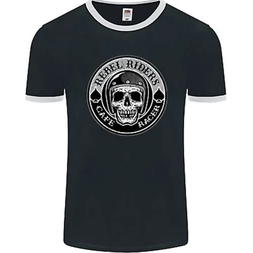 Maglietta Rebel Cafe Racer Biker Motociclo Uomo Ringer FotoL