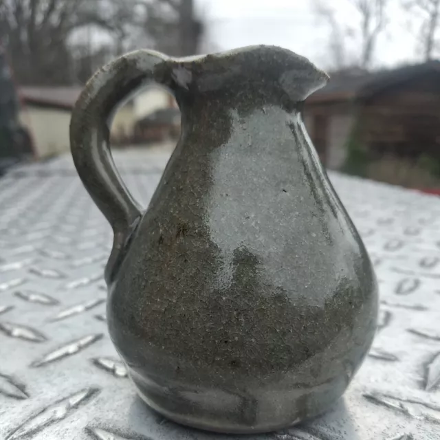 GRACE NELL HEWELL (1933-2016) MINI POTTERY CREMER/SYRUP PITCHER -3.2 inches tall
