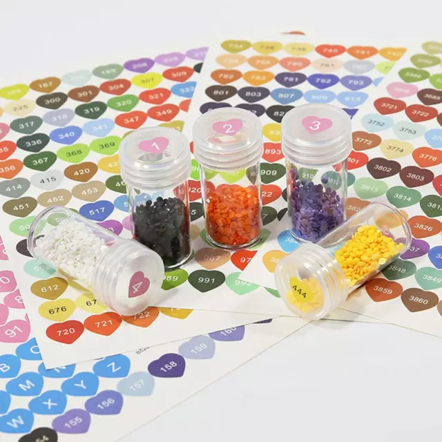 Multicolor Color Number Label Stickers Craft 4 Sheet for Grid Embroidery