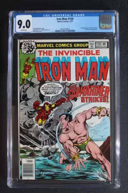 IRON MAN #120 vs SUB-MARINER Battle 1979 1st Justin Hammer, Barnett,Hale CGC 9.0