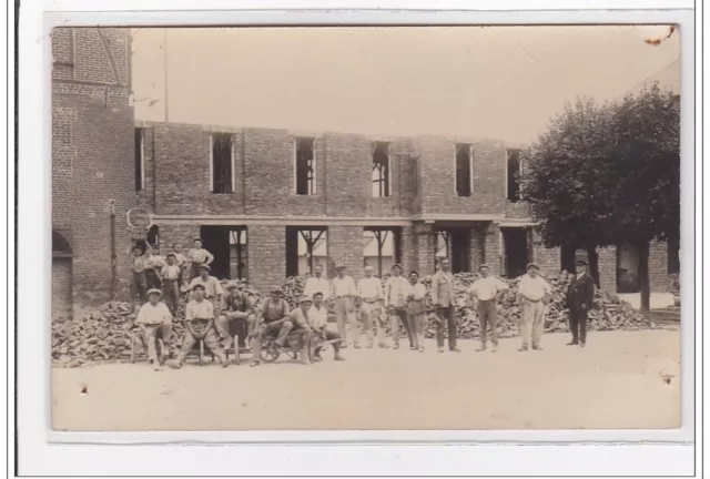 ROUVROY-les-MERLES : ouvriers, carte photo, lot de 2 CPA - tres bon etat