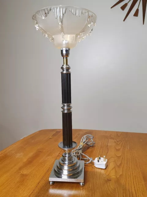 Art Deco Chrome and Bakelite Table Lamp. 1930s Original Rewired and PAT Tested