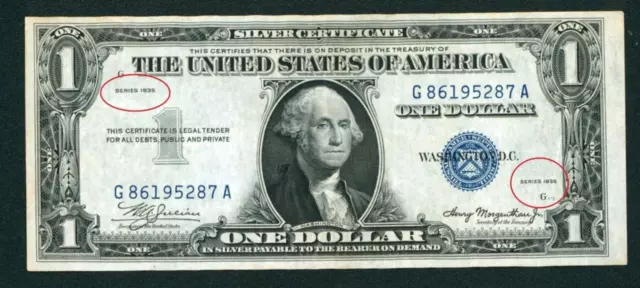 Fr.#1607 $1 1935 ((DOUBLE DATED)) Silver Certificate ** DAILY CURRENCY **