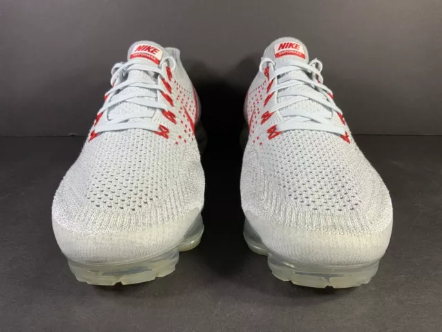 Nike Air Vapormax Flyknit OG 2017 Pure Platinum Red Mens Size 10 849558-006 2