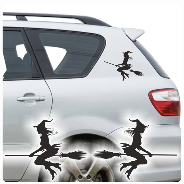 HEXEN HEXE AUTO Aufkleber Sticker Autoaufkleber 2er SET Witch Besen ...