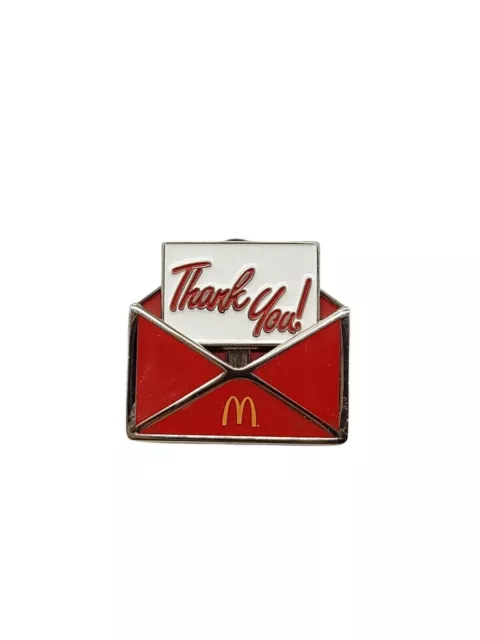 McDonalds Service Employee Lapel Hat Pin Silver Finish Thank You Letter 2010 VTG