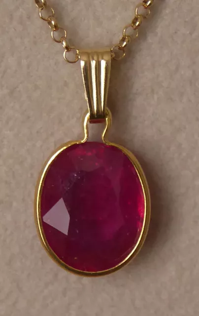 Très beau RUBIS véritable 3 carats Pendentif (sans chaîne) OR massif 14 carats