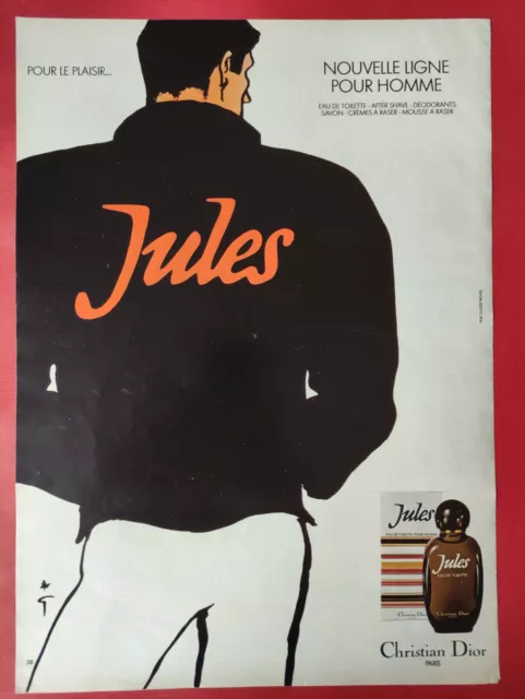 GRUAU Illustrateur Publicité de presse: JULES  Parfum Christian DIOR Paris  1980