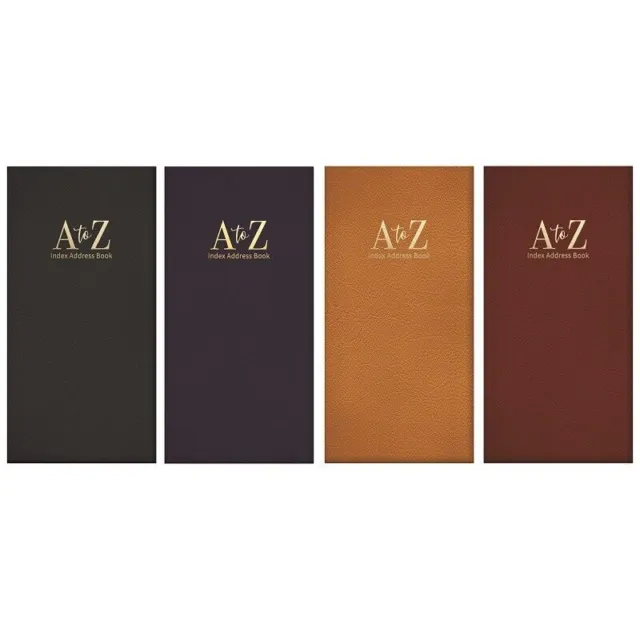 Slim Size Leather Look Padded A - Z Index Address Book 4 Colours Office Home