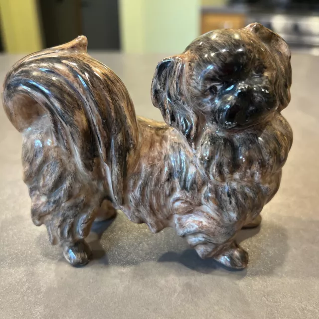 Vintage Ceramic Porcelain Pekingese Dog Figurine Marked Hand Painted