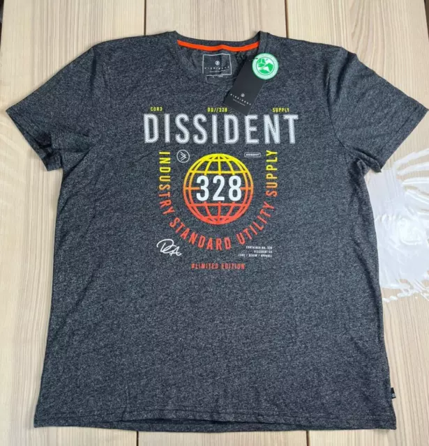 Dissident - Mens T-Shirt Short Sleeve Crew Neck Casual Tee - Grey - Xxl