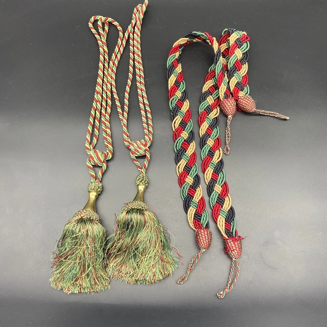 Vintage Antique Lot textile Curtain Tassel Pair tassels 33" velvet drapery -e