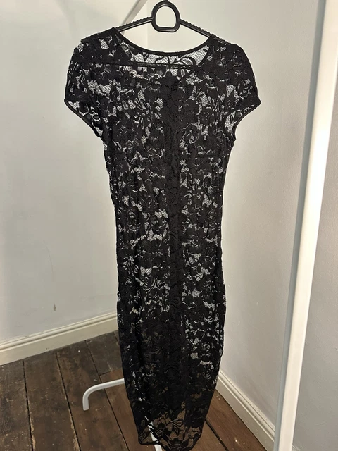 SEREN BLACK FLORAL Lace Back Maxi Dress. NOT House Of CB. Size Xs £80.00