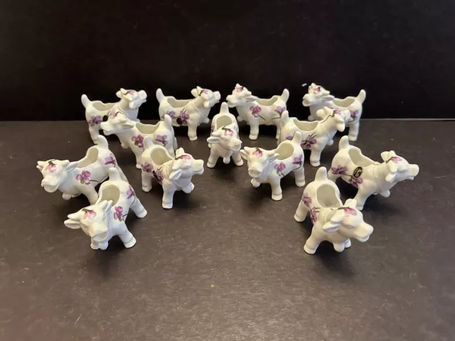 Lot, 13 Vintage Matching  Cow Creamers, Violets, Adorable!!!