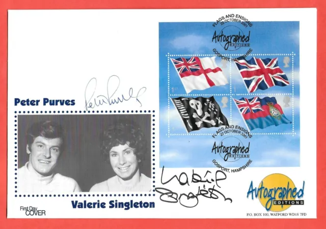 Peter Purves Valerie Singleton Signed Autographed Editions FD Cover Blue Peter