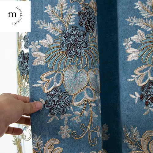 European Style Curtain Chenille Luxury Tulle Shading Embroidered High-end Window