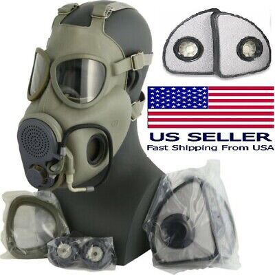 Full Face Military M10M NBC Gas Mask Respirator Drinking Tube +EXTRA  x2 FILTERS