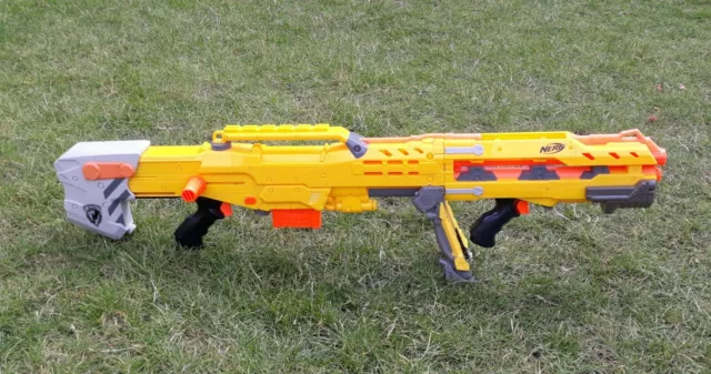 Nerf N-Strike Longshot CS-6 Sniper Rifle Gun Blaster Tripod Magazine Yellow