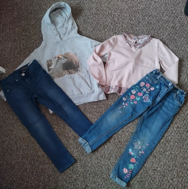Pacchetto abiti da ragazza Next/H&M jumpers e jeans George/H&M 4-5 anni