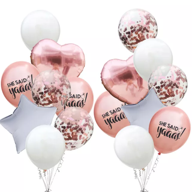 18pcs/set 12 Inch She Said Rose Gold, White, Confetti Latex Balloons and Star