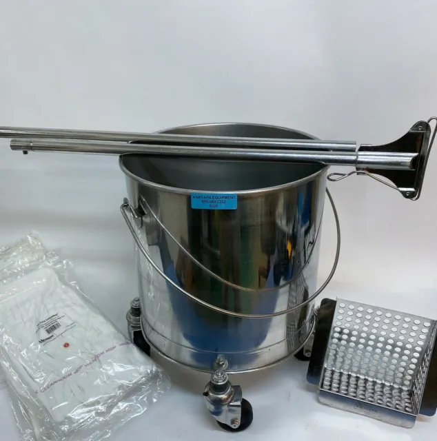Micronova Stainless Steel Cleanroom Bucket,  Mop Handle, LoopMop Lot (8320)I