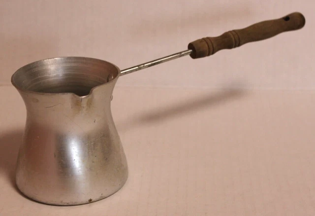 Vintage Aluminum Melting Pot Wooden Handle Kitchen Utensil (B)