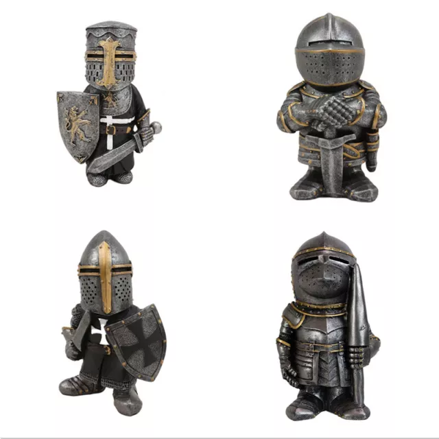 Knight Gnomes Guard Resin Sculpture Ornament Garden Home Decor Templar Gothic