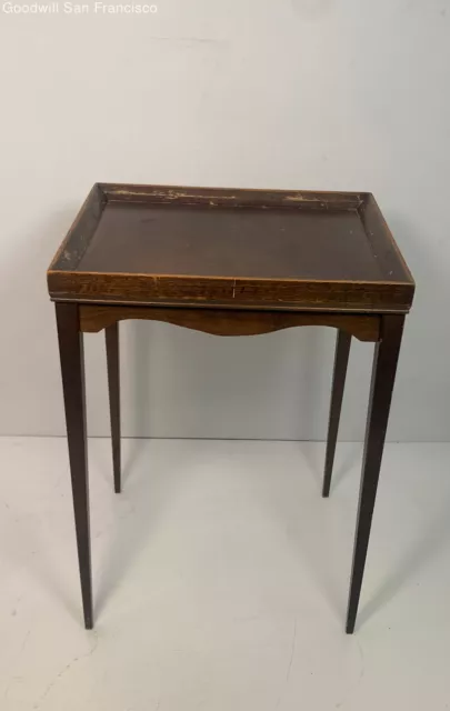 Vintage The Bombay Company Wood Side Table Rectangle Shape Brown 22 In Tall