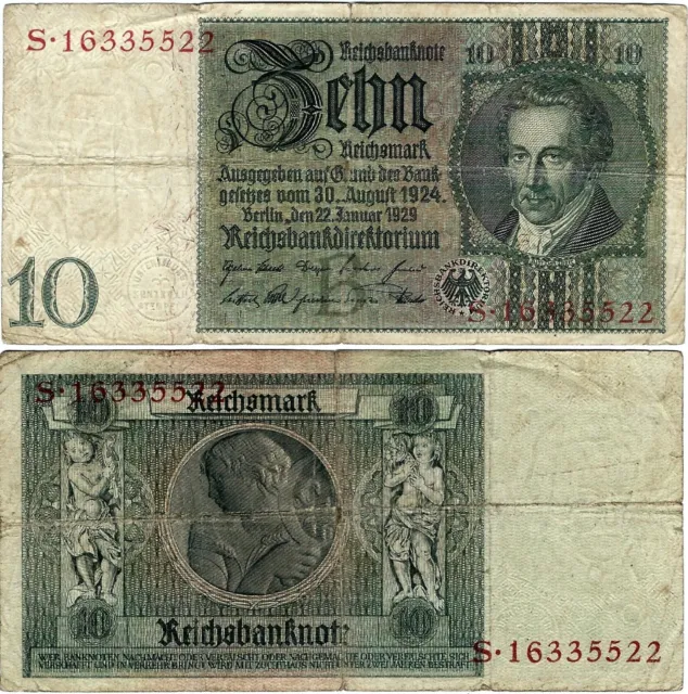 10 Reichsmark 1929 Berlin DEU-183a Ro.173a P-180a(1-1) Udr.-Bst. B Serien: S