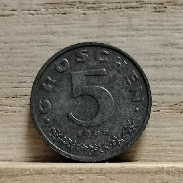 1965 5 Groschen Austria Zinc Coin