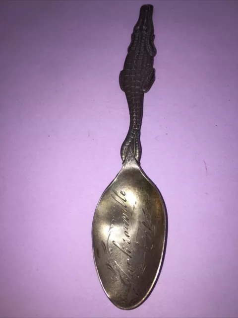 Antique Sterling Silver Jacksonville Souvenir Alligator Spoon 19g