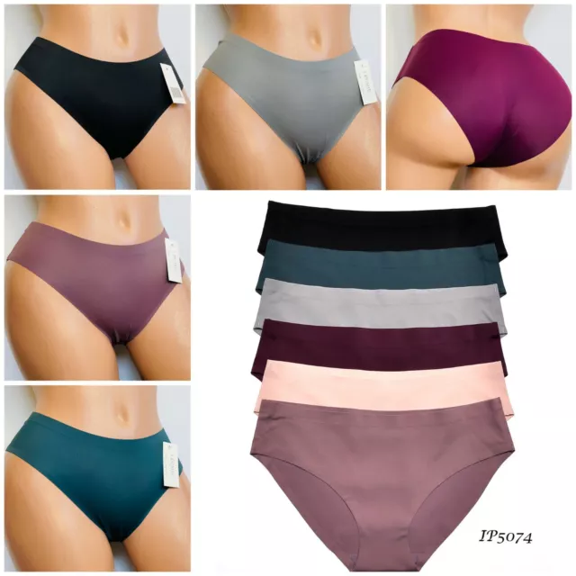 3/6 Pack Women's Invisible Underwear Ice Silk Sexy Panties No Show Briefs  S-2XL
