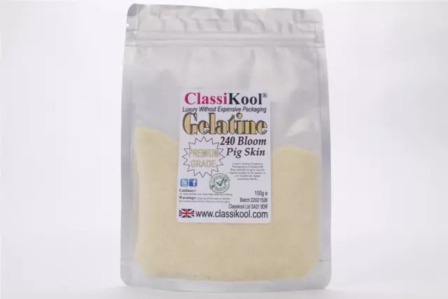 100g Classikool 240 Bloom Pigskin Pork Gelatine Gelatin Pro Food Grade Quality