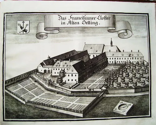 Kapuzinerkloster  Altötting   echter alter Wening  Kupferstich 1721