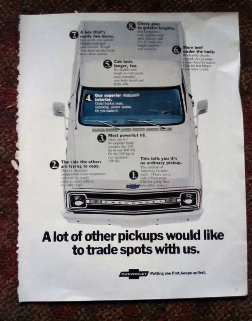 1971 CHEVROLET PICKUP TRUCK Print Ad 10.5 x 13.25