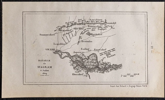 1886 - Bataille de Wagram (6 juillet 1809) - Gravure ancienne