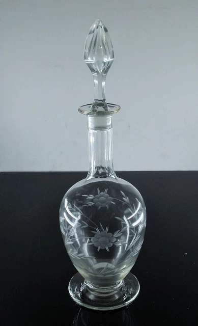 Ancienne Grand Carafe En Pied Vin En Cristal Taille Souffle St Louis Art Deco