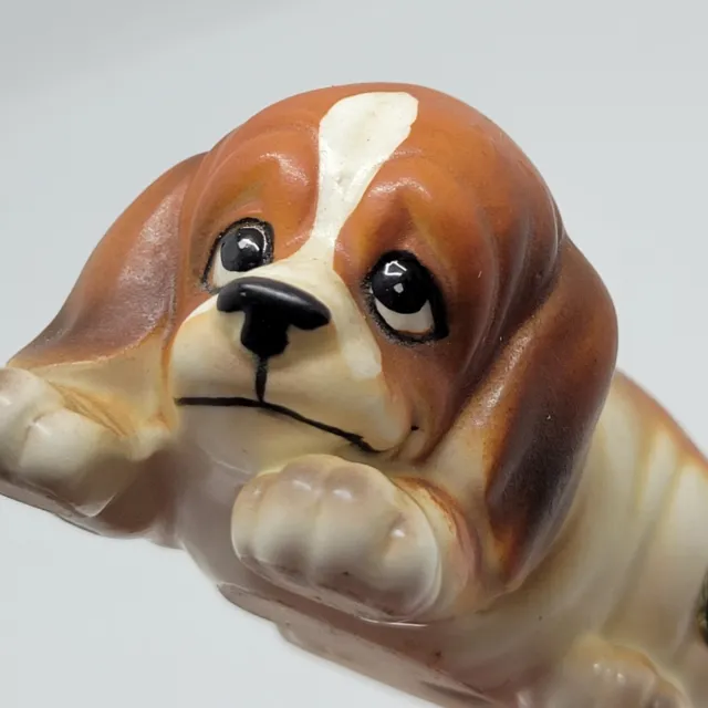 Josef Originals Dog Beagle Puppy Figurine Big Eyes Adorable 1.5"x4" Label Nice!