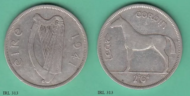 Ireland 2s6d Half Crown 1941 Silver Coin