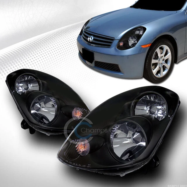 JDM Crystal Blk Clear Head Light Lamp Left+Right For 03-04 Infiniti G35 4D Sedan